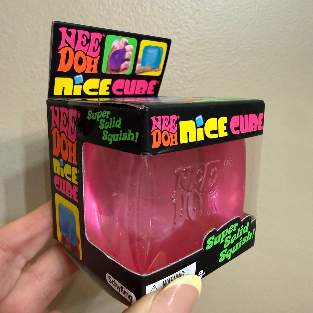 NeeDoh Nice Cube Nee Doh Pink Squishy Fidget Toy Stress Sensory Squeezy NEW - Picture 2 of 5